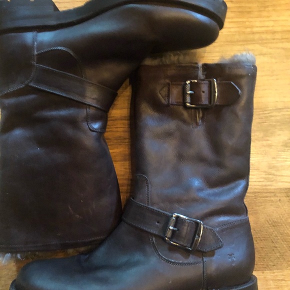 EUC  Frye Natalie RARE Mid Engineer FUR moto - Picture 4 of 15